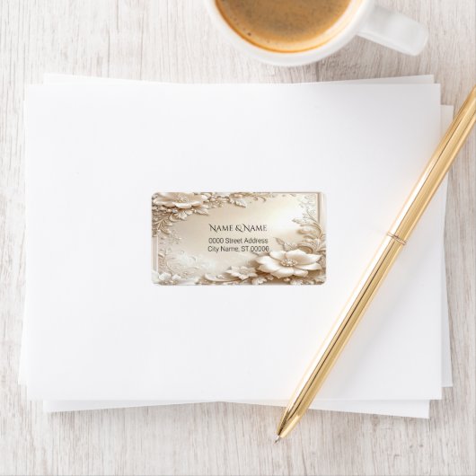 Ivory Flowers Return Address Label (Insitu)