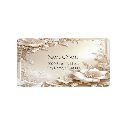 Ivory Flowers Return Address Label (Voorkant)