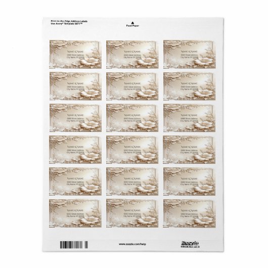 Ivory Flowers Return Address Label (Full Sheet)