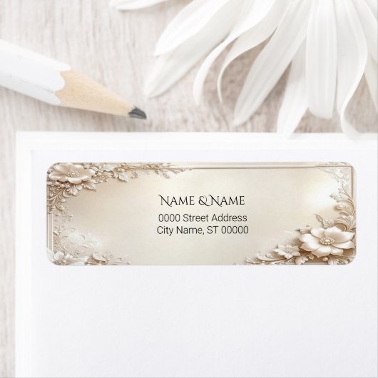 Ivory Flowers Return Address Label (Insitu)