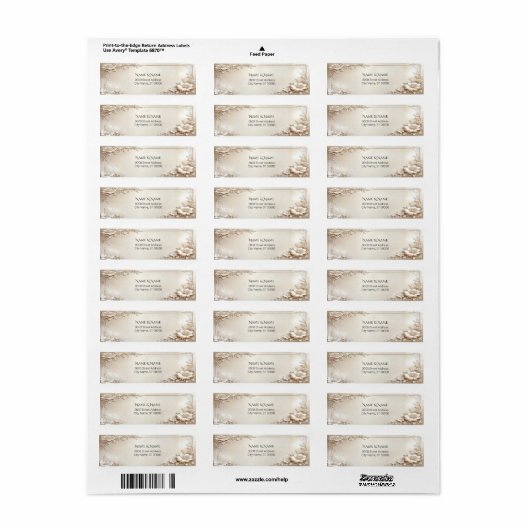 Ivory Flowers Return Address Label (Full Sheet)