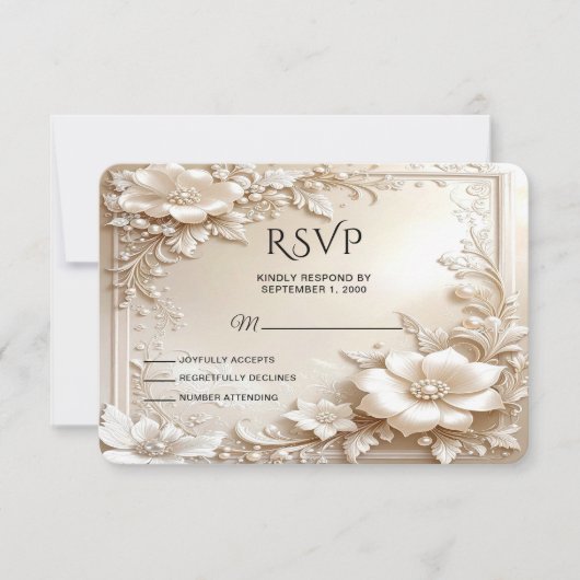 Ivory Flowers RSVP Card (Voorkant)