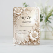 Ivory Flowers RSVP Card Kaartje (Staand voorkant)