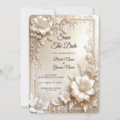 Ivory Flowers Save the Date (Voorkant)