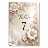 Ivory Flowers Table Number Kaart (Voorkant)