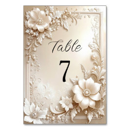 Ivory Flowers Table Number Kaart