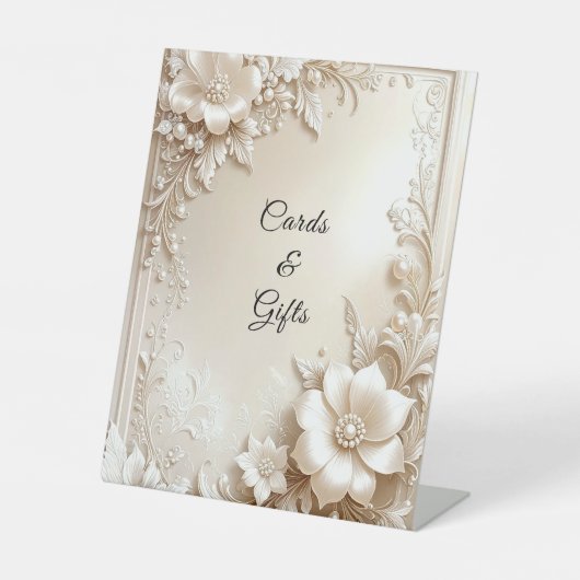 Ivory Flowers Tabletop Signs Reclamebord Met Voetstuk (Voorkant)