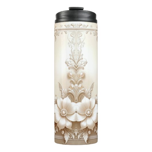 Ivory Flowers Thermal Tumbler Thermosbeker (Voorkant)