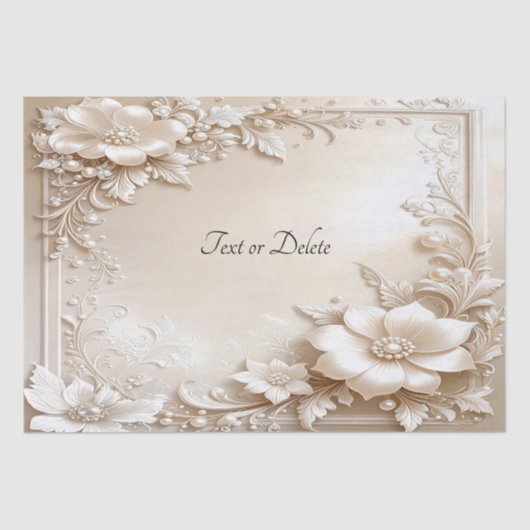 Ivory Flowers Tissue Paper Tissuepapier (Voorkant)