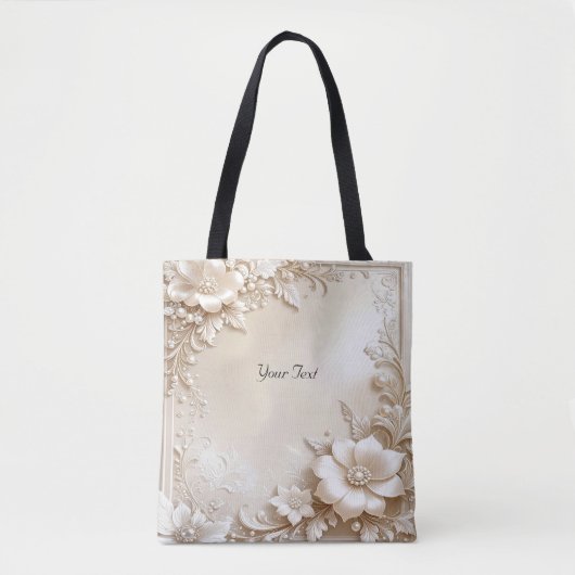 Ivory Flowers Tote Bag (Voorkant)