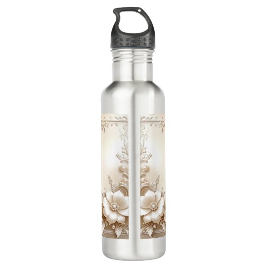 Ivory Flowers Water Bottle Waterfles (Achterkant)