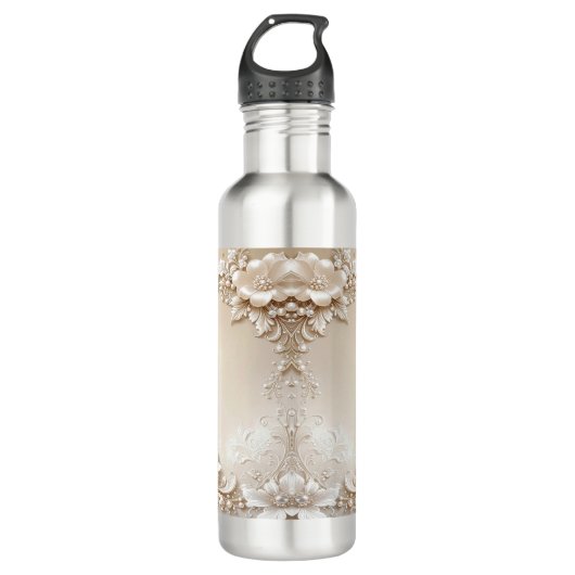 Ivory Flowers Water Bottle Waterfles (Voorkant)