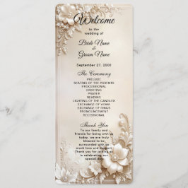 Ivory Flowers Wedding Program Programmakaart