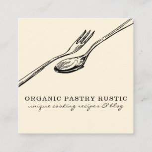 Ivory Food Eat Spoon logo voor chef Koken Vierkante Visitekaartje