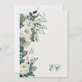 Ivory Forest Teal Script Floral Wedding Kaart (Achterkant)