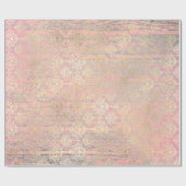 Ivory Foxier Metallic Damask Gold Wood Roze Cadeaupapier (Vlak)