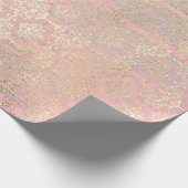 Ivory Foxier Metallic Damask Gold Wood Roze Cadeaupapier (Hoek)