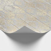 Ivory Foxier Metallic Damask Gold Wood Rustig Cadeaupapier (Hoek)