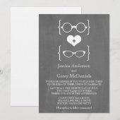 Ivory Geeky Glasses Chalkboard Wedding Invite Kaart (Voorkant / Achterkant)