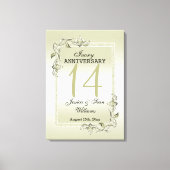 Ivory Gem & Glitter 14th Wedding Jubileum Canvas Afdruk (Voorkant)