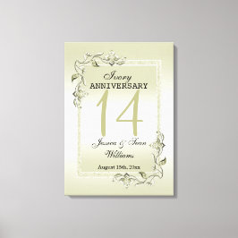 Ivory Gem & Glitter 14th Wedding Jubileum Canvas Afdruk
