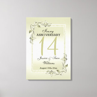 Ivory Gem & Glitter 14th Wedding Jubileum Canvas Afdruk