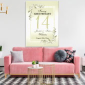 Ivory Gem & Glitter 14th Wedding Jubileum Canvas Afdruk (Insitu (Woonkamer))