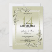 Ivory Gem & Glitter 14th Wedding Jubileum Kaart (Voorkant)