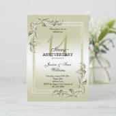 Ivory Gem & Glitter 14th Wedding Jubileum Kaart (Staand voorkant)