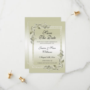 Ivory Gem & Glitter 14th Wedding Jubileum Save The Date