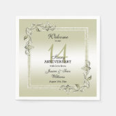 Ivory Gem & Glitter 14th Wedding Jubileum Servet (Voorkant)