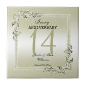 Ivory Gem & Glitter 14th Wedding Jubileum Tegeltje (Voorkant)