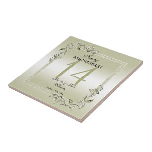 Ivory Gem & Glitter 14th Wedding Jubileum Tegeltje