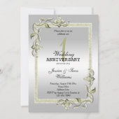Ivory Gem, Glitter en Silver 1st Wedding Kaart (Voorkant)