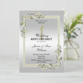 Ivory Gem, Glitter en Silver 1st Wedding Kaart (Staand voorkant)