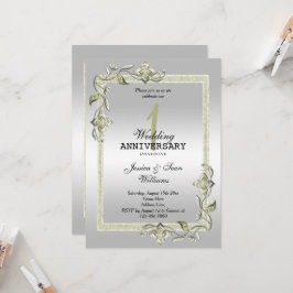 Ivory Gem, Glitter & Zilver 1e Huwelijk Kaart