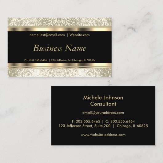 Ivory Glitter en Elegant Gold Visitekaartje (Voorkant / Achterkant)