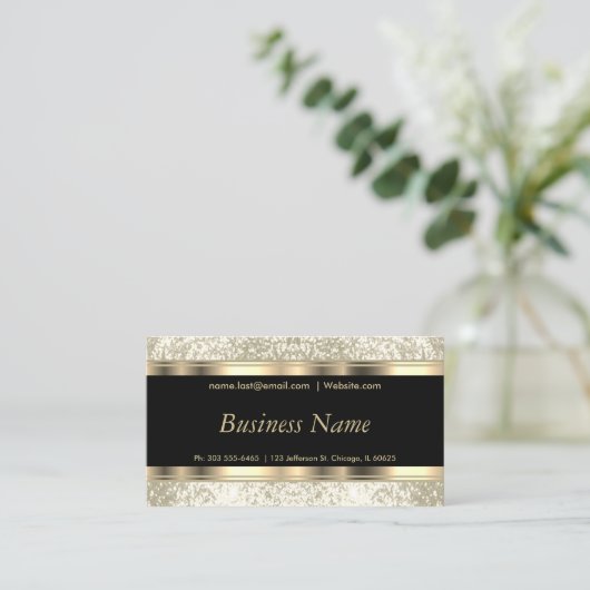 Ivory Glitter en Elegant Gold Visitekaartje (Staand voorkant)