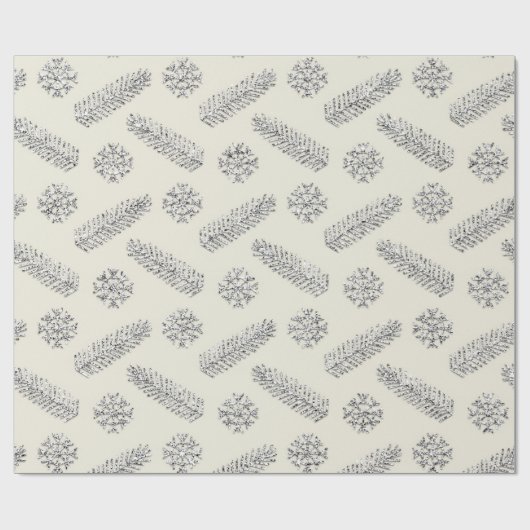Ivory Glitter-Feestdagen met kerstbomen Snowflakes Cadeaupapier (Vlak)