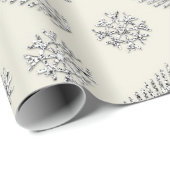 Ivory Glitter-Feestdagen met kerstbomen Snowflakes Cadeaupapier (Rol Hoek)