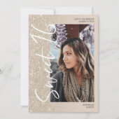 Ivory glitter ombre script 4 foto's Sweet 16 Kaart (Voorkant)
