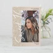 Ivory glitter ombre script 4 foto's Sweet 16 Kaart (Staand voorkant)