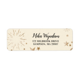 Ivory Glitter Stars en Fireworks Return Address Etiket