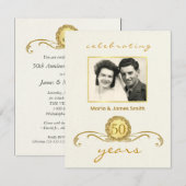 Ivory & Gold - 50e Jubileum feestdagen Kaart (Voorkant / Achterkant)