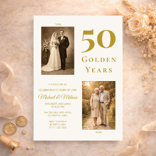 Ivory Gold 50ste Verjaardag Foto Toen en Nu Kaart