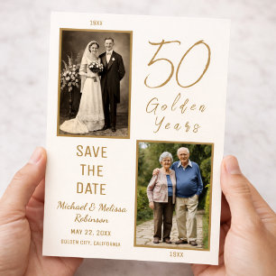 Ivory Gold 50ste Verjaardag Save the Date Briefkaart
