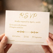 Ivory Gold 50th Wedding Anniversary Response Card RSVP Kaartje