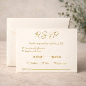 Ivory Gold 50th Wedding Anniversary Response Card RSVP Kaartje