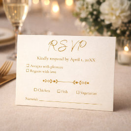 Ivory Gold 50th Wedding Anniversary Response Card RSVP Kaartje