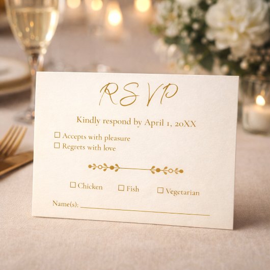 Ivory Gold 50th Wedding Anniversary Response Card RSVP Kaartje